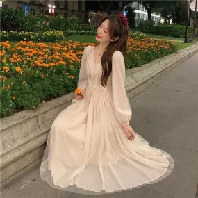 French Vintage V-neck Princess Fairy Dress