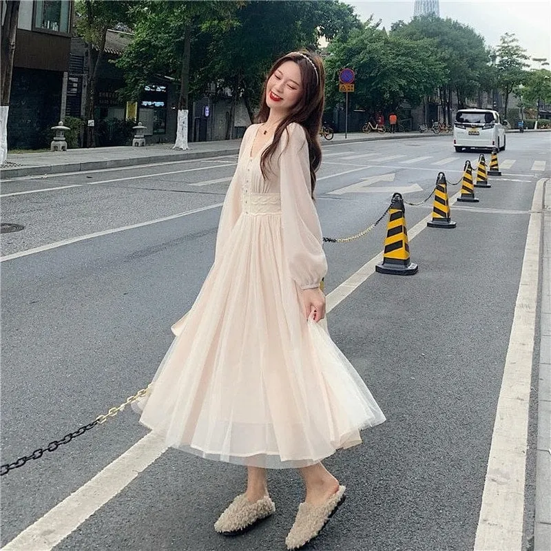 French Vintage V-neck Princess Fairy Dress