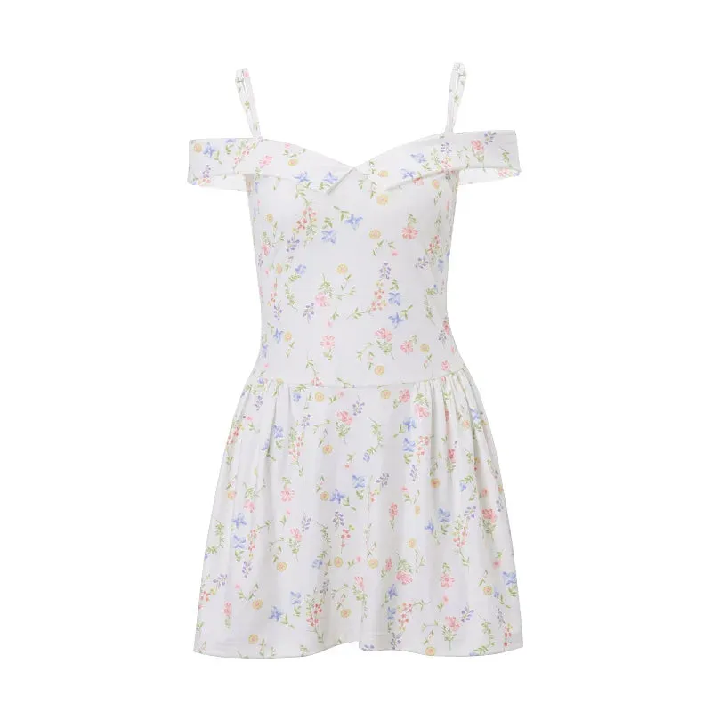 Hnzxzm 2024 Summer New Fashion Elegant Fragmented Flower French Dresses Harajuku Vintage Palace Sweet Slim Fit Dress Women's Clothing