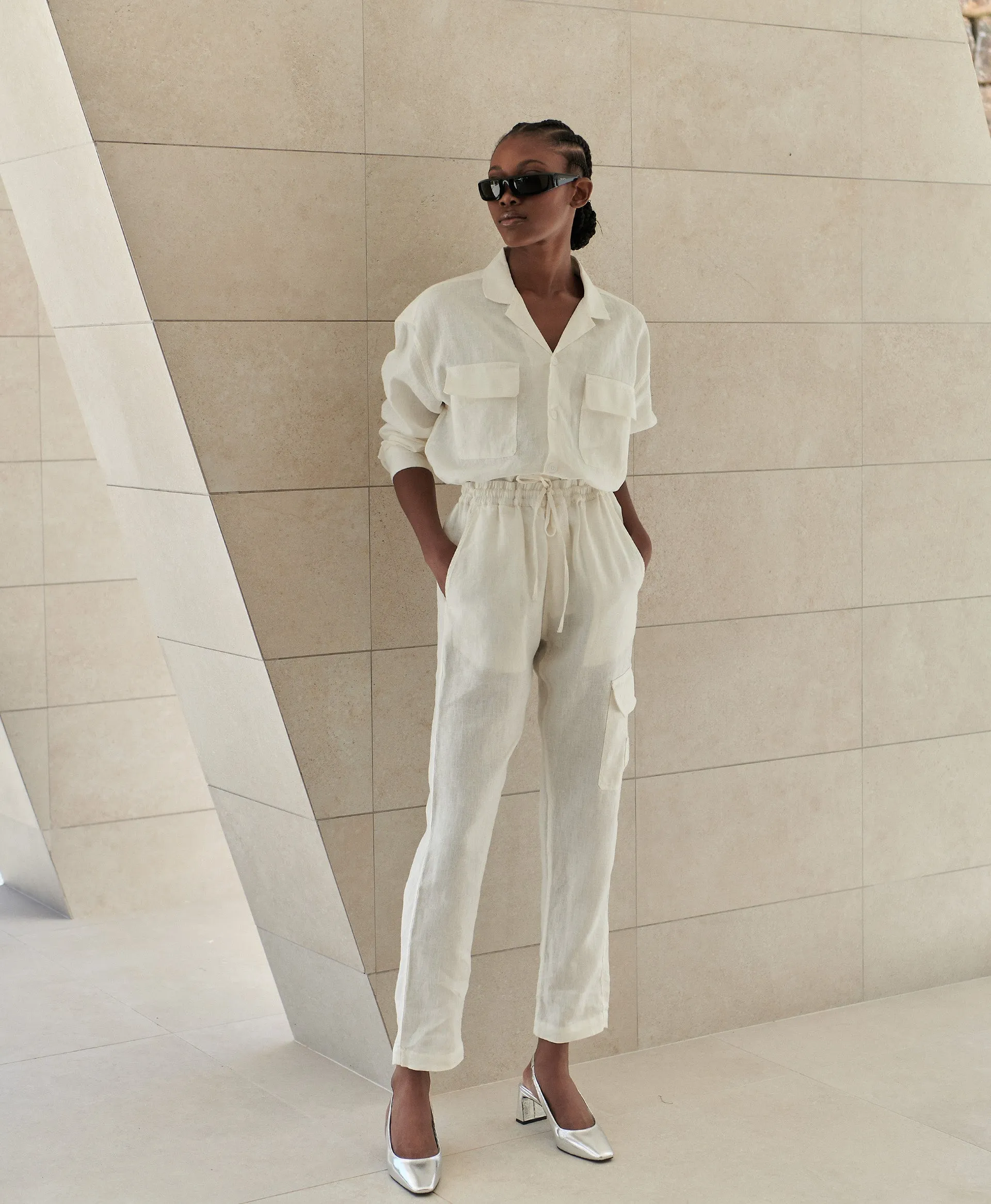LINEN PANTS VINTAGE WHITE
