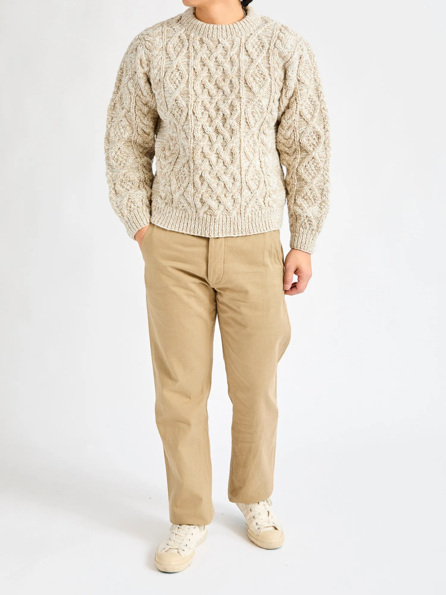 Low Gauge Cable Knit Sweater in Natural