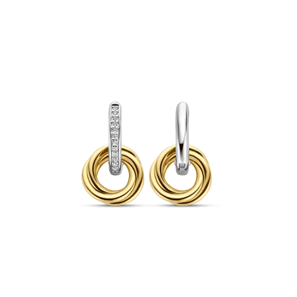 Milano Pave Hoop Earrings - Silver/Gold - 7857ZY