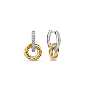 Milano Pave Hoop Earrings - Silver/Gold - 7857ZY