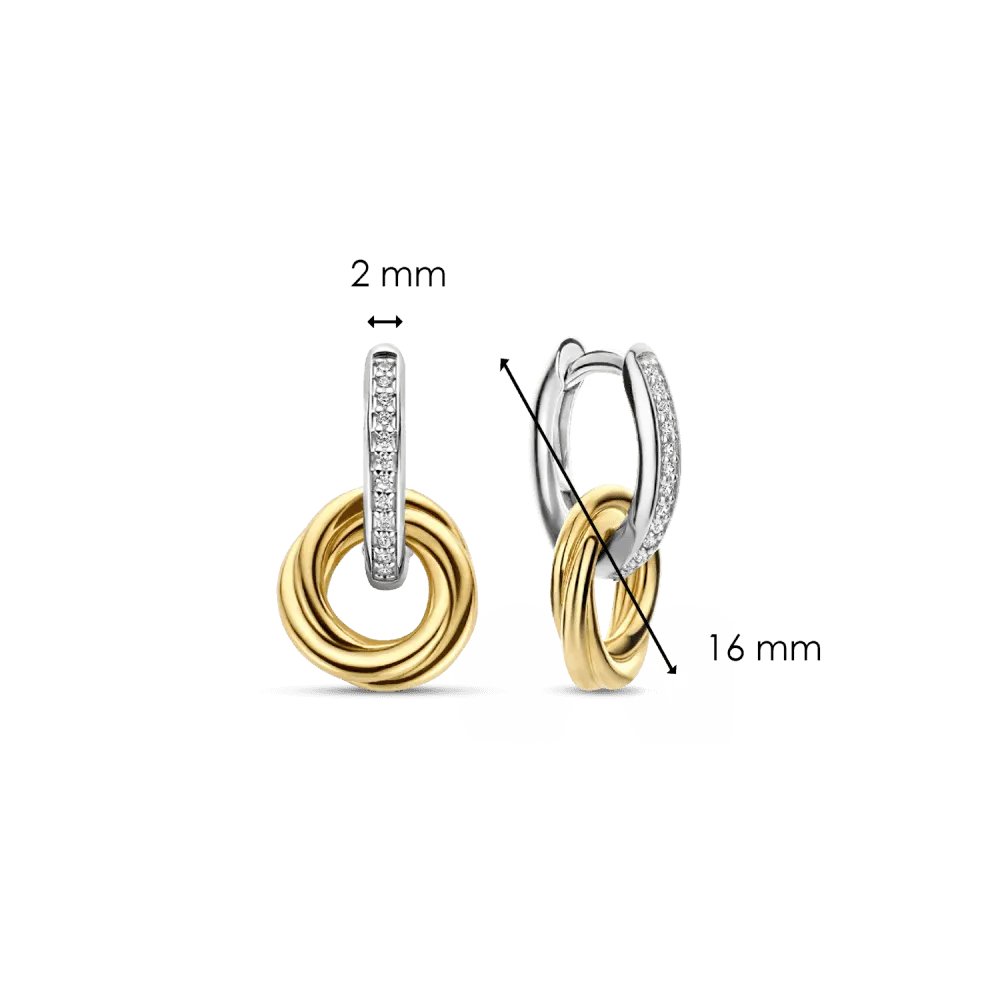 Milano Pave Hoop Earrings - Silver/Gold - 7857ZY