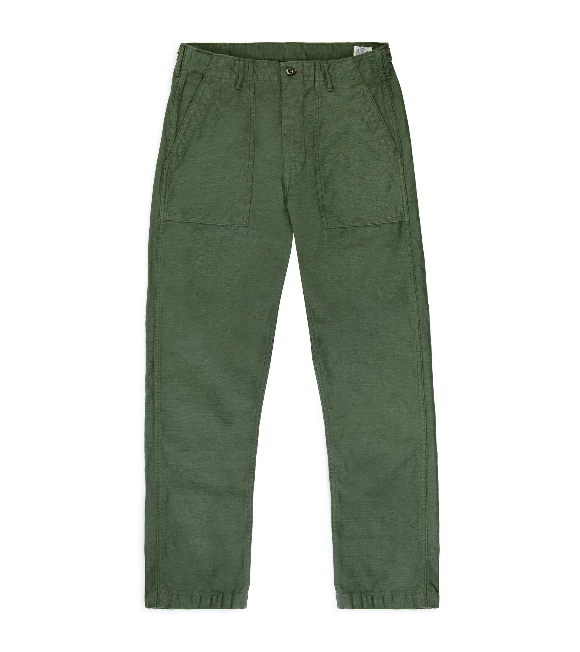 OrSlow Slim Fit Cotton Fatigue Pants: Green