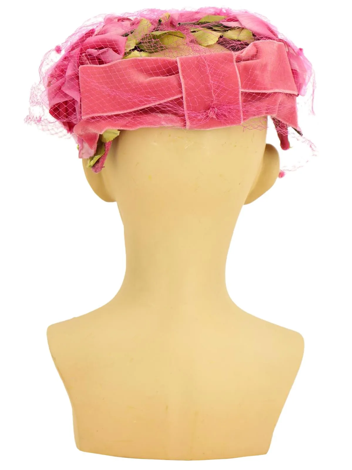 Pink Floral Open Crown Vintage Hat