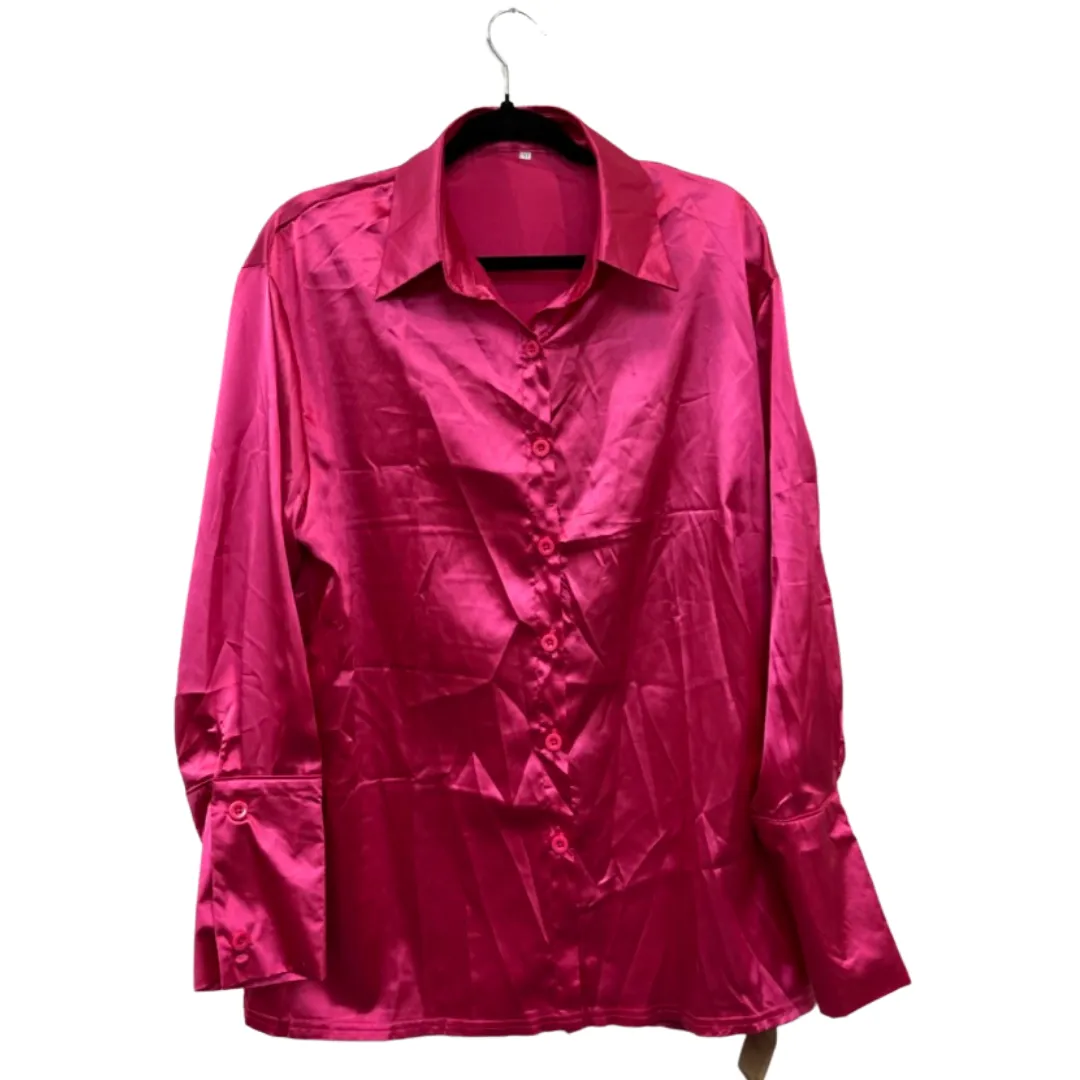 pink satin long-sleeve set - 12/14