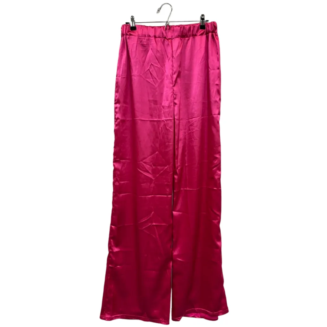 pink satin long-sleeve set - 12/14