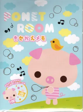 Q-Lia Vintage Ponet Room Pig Rare Die Cut Large Memo Pad