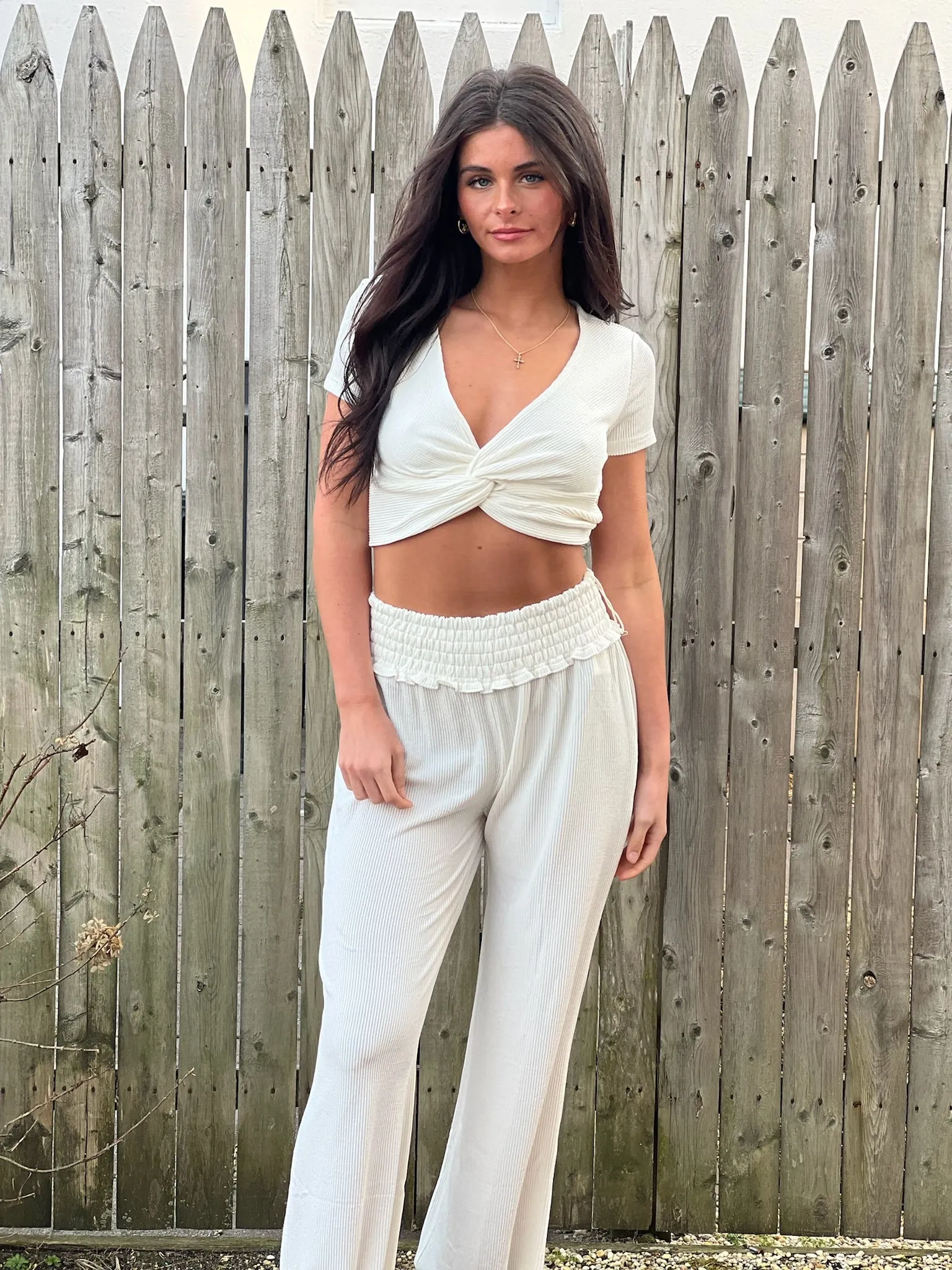 Rib Wide Leg Pants