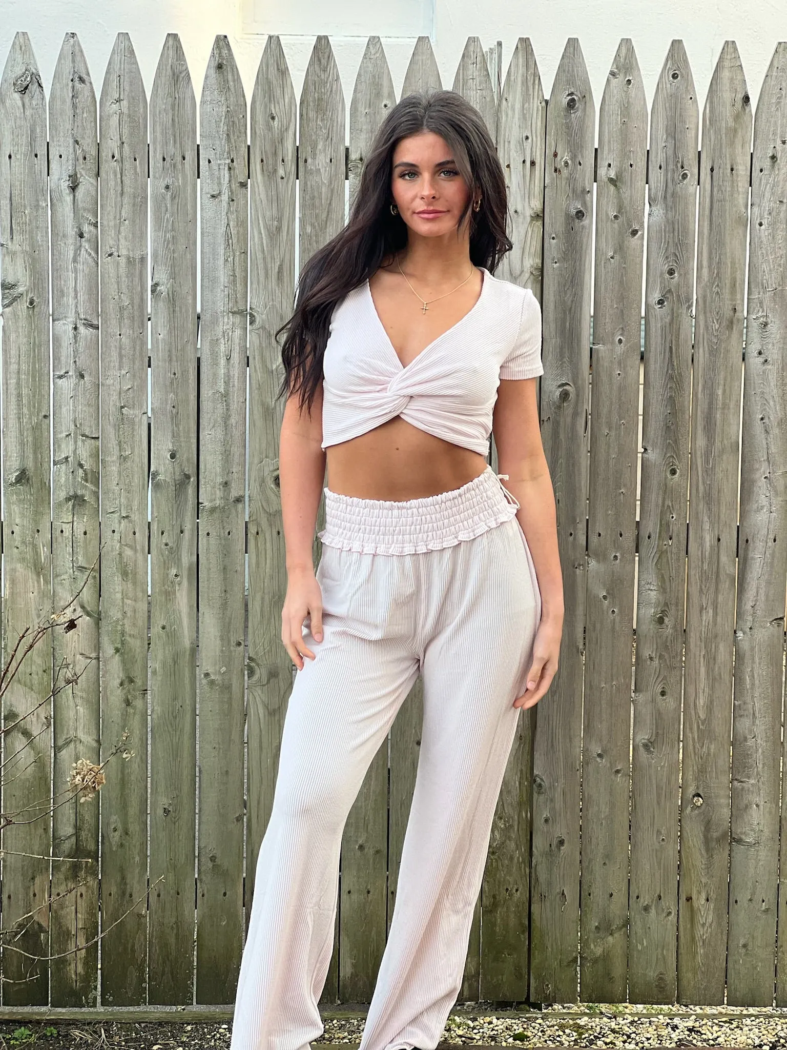 Rib Wide Leg Pants