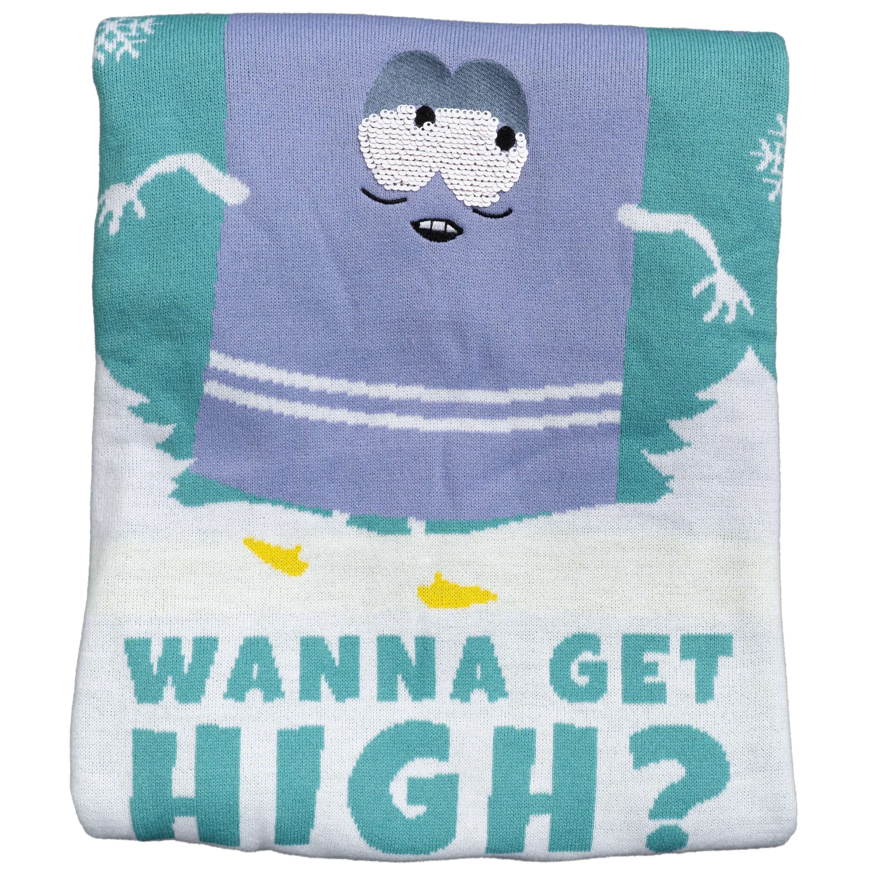 Cozy South Park Towelie Red Eyes Ugly Christmas Sweater - Fun Holiday Apparel for Fans