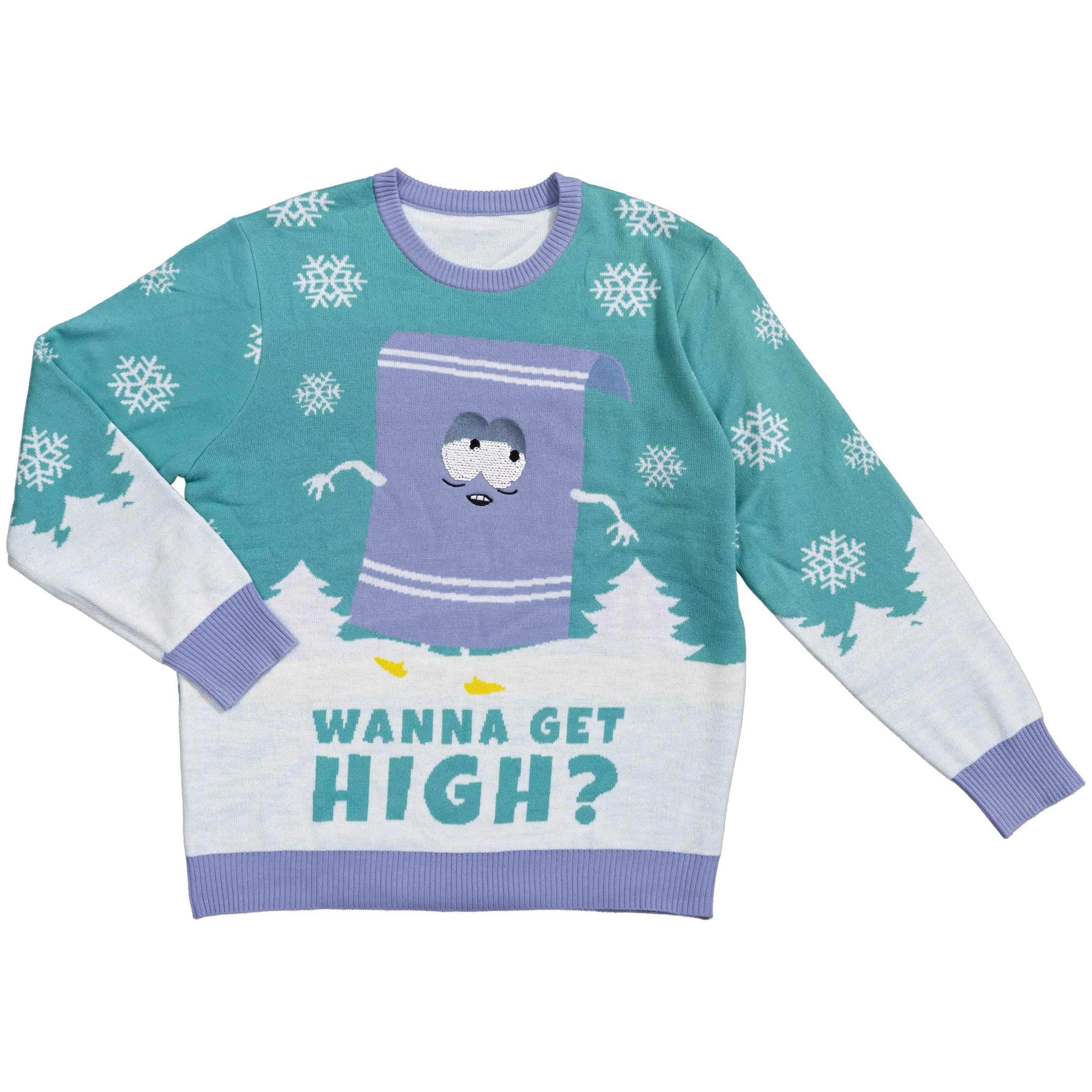 Cozy South Park Towelie Red Eyes Ugly Christmas Sweater - Fun Holiday Apparel for Fans