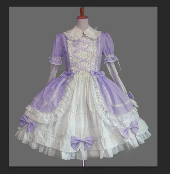 TAVIMART  -  Vintage sweet lolita dress palace lace bowknot peter pan collar victorian dress kawaii girl lolita gothic op loli cosplay