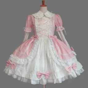 TAVIMART  -  Vintage sweet lolita dress palace lace bowknot peter pan collar victorian dress kawaii girl lolita gothic op loli cosplay