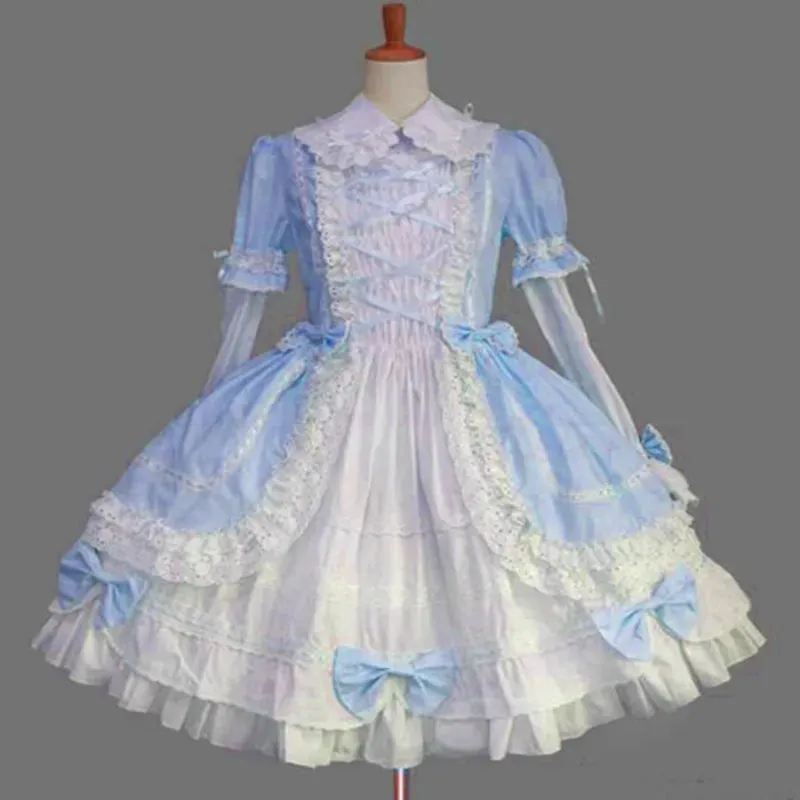 TAVIMART  -  Vintage sweet lolita dress palace lace bowknot peter pan collar victorian dress kawaii girl lolita gothic op loli cosplay