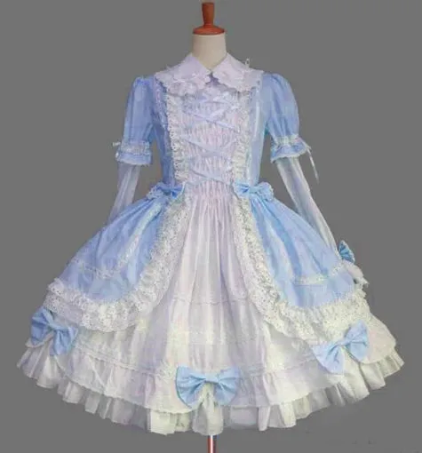 TAVIMART  -  Vintage sweet lolita dress palace lace bowknot peter pan collar victorian dress kawaii girl lolita gothic op loli cosplay