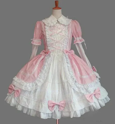 TAVIMART  -  Vintage sweet lolita dress palace lace bowknot peter pan collar victorian dress kawaii girl lolita gothic op loli cosplay
