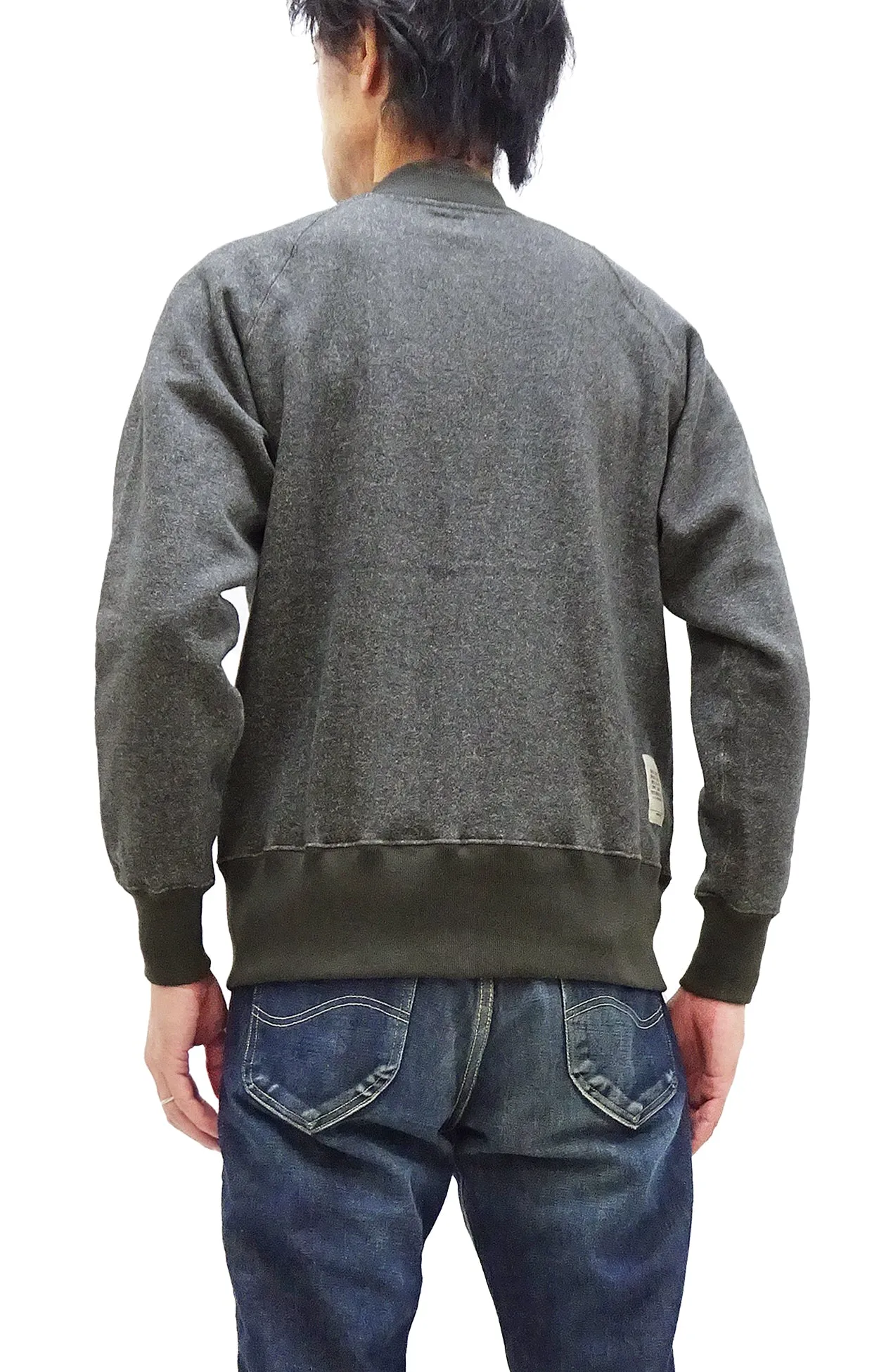 TOYS McCOY Melange Zip-Up Sweatshirt Men's No Hood Heather-Black Full Zip Sweatshirt with Rib Panel TMC2377