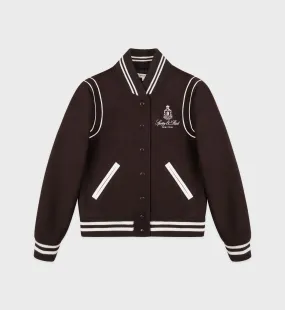 Vendome Wool Varsity Jacket - Chocolate/Cream