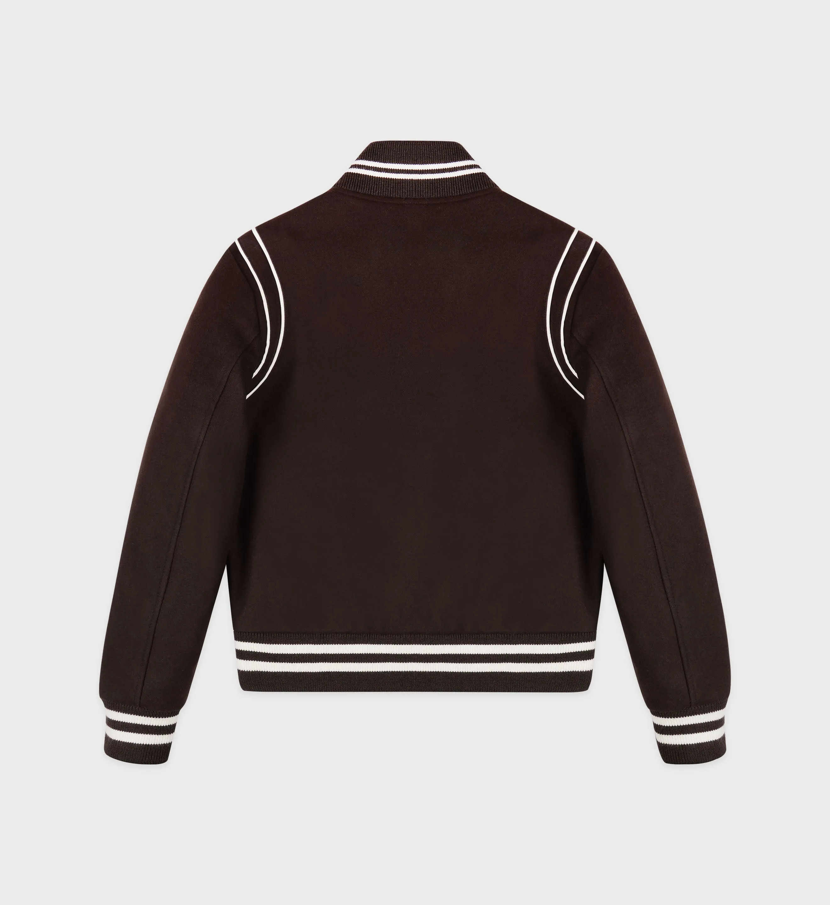 Vendome Wool Varsity Jacket - Chocolate/Cream