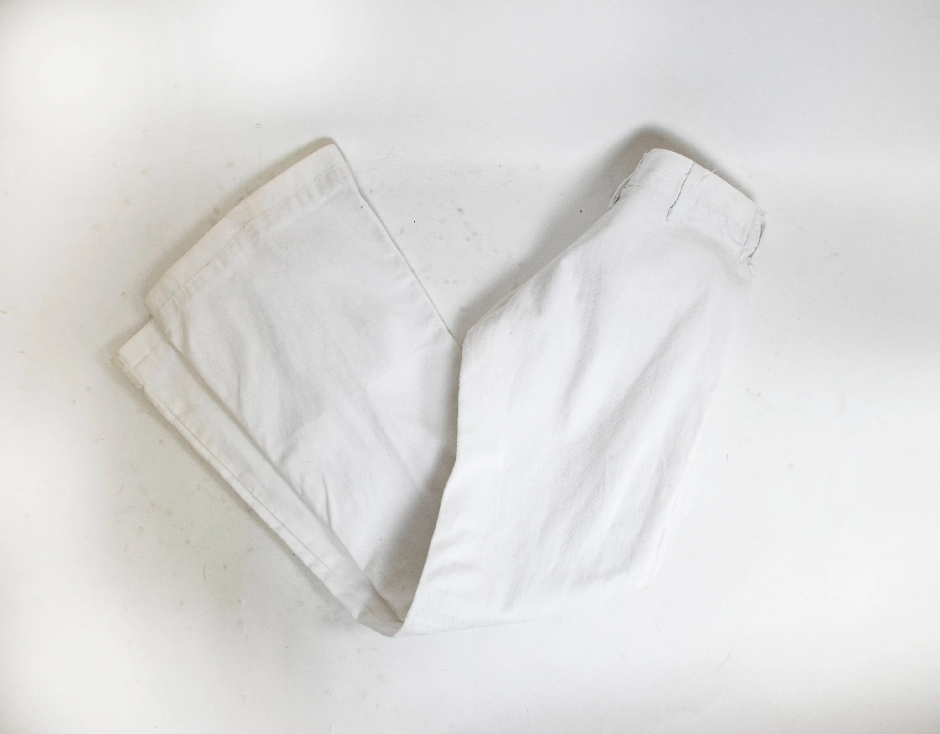 Vintage 1970s Sailor Pants White Cotton Flare Bell Bottoms XS Petite