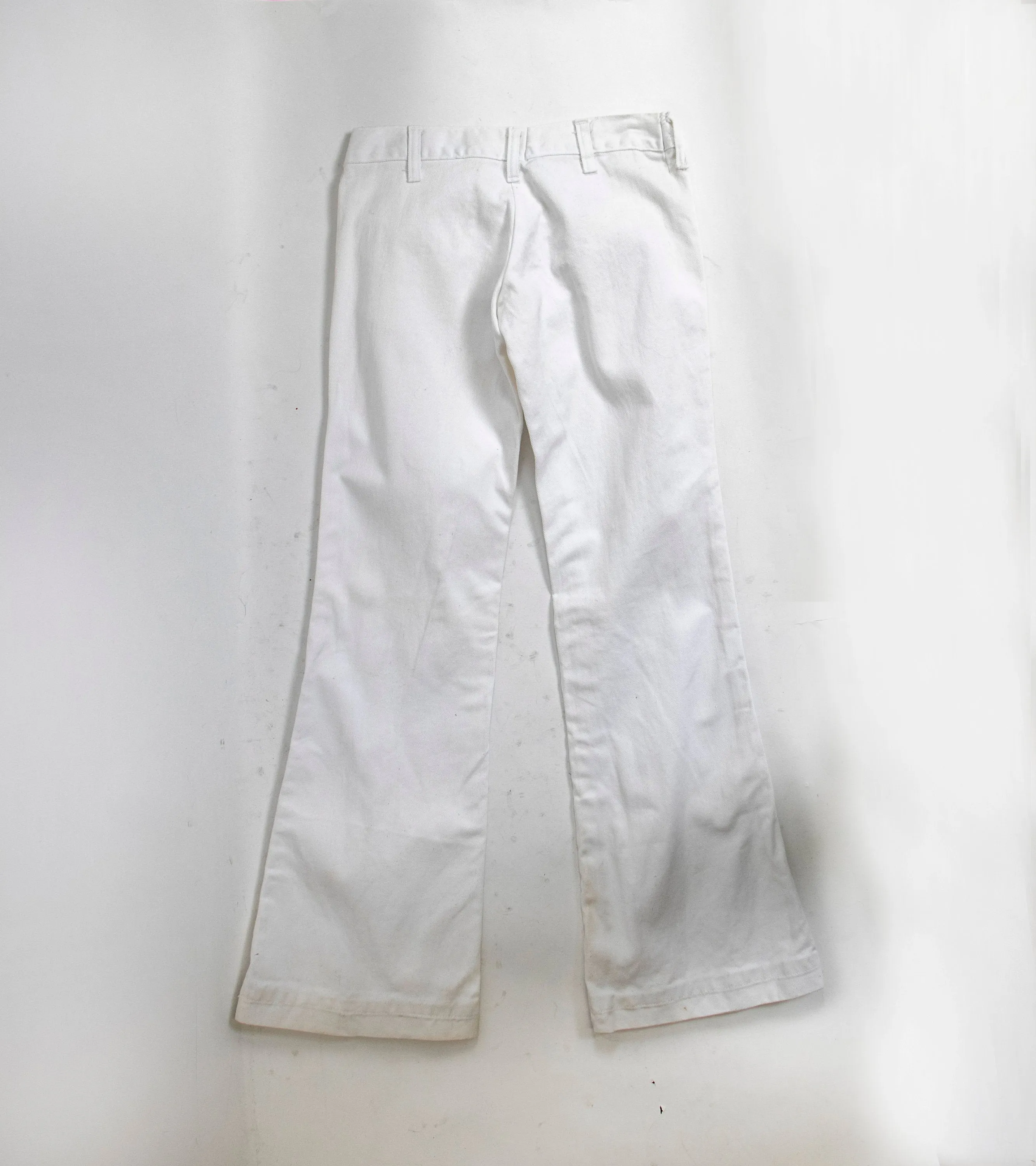 Vintage 1970s Sailor Pants White Cotton Flare Bell Bottoms XS Petite