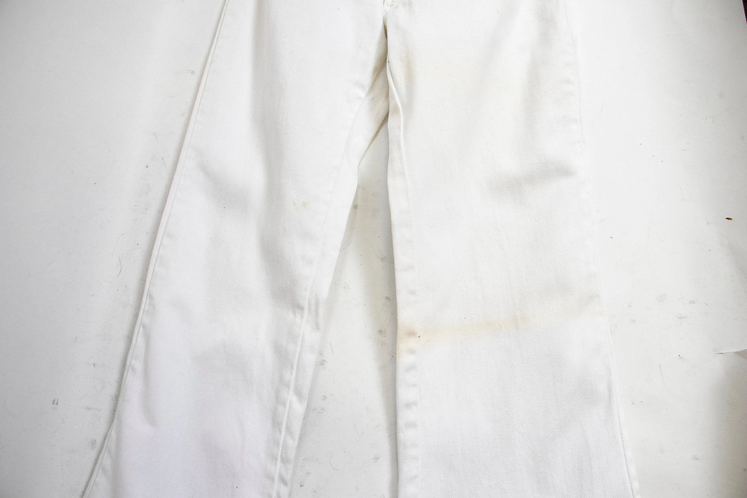 Vintage 1970s Sailor Pants White Cotton Flare Bell Bottoms XS Petite