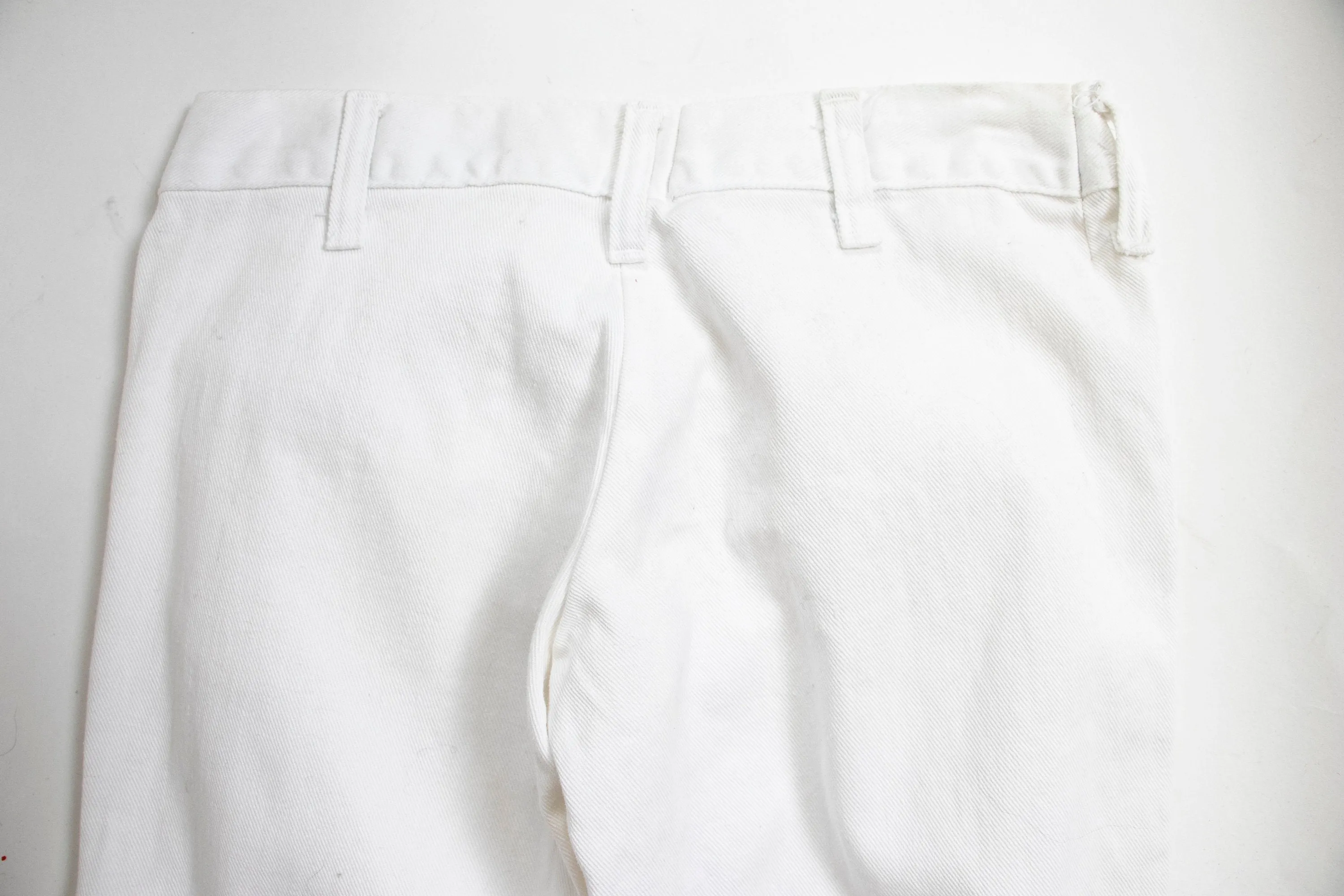 Vintage 1970s Sailor Pants White Cotton Flare Bell Bottoms XS Petite