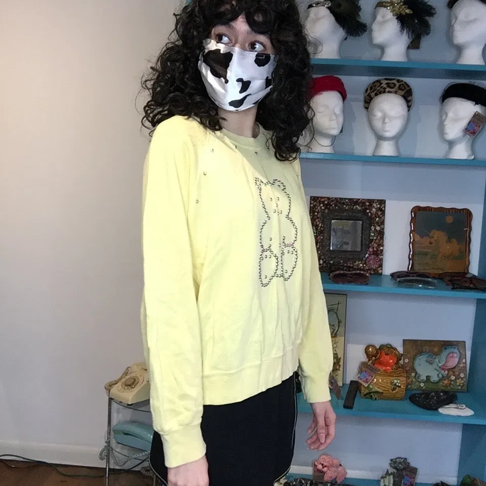 Vintage 80s 90s | Kawaii Embellished Teddy Bear Sweater Sweatshirt | Size L