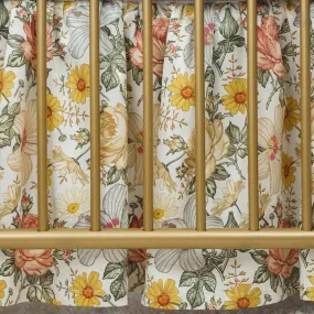 Vintage Earthy Floral Gathered Crib Skirt
