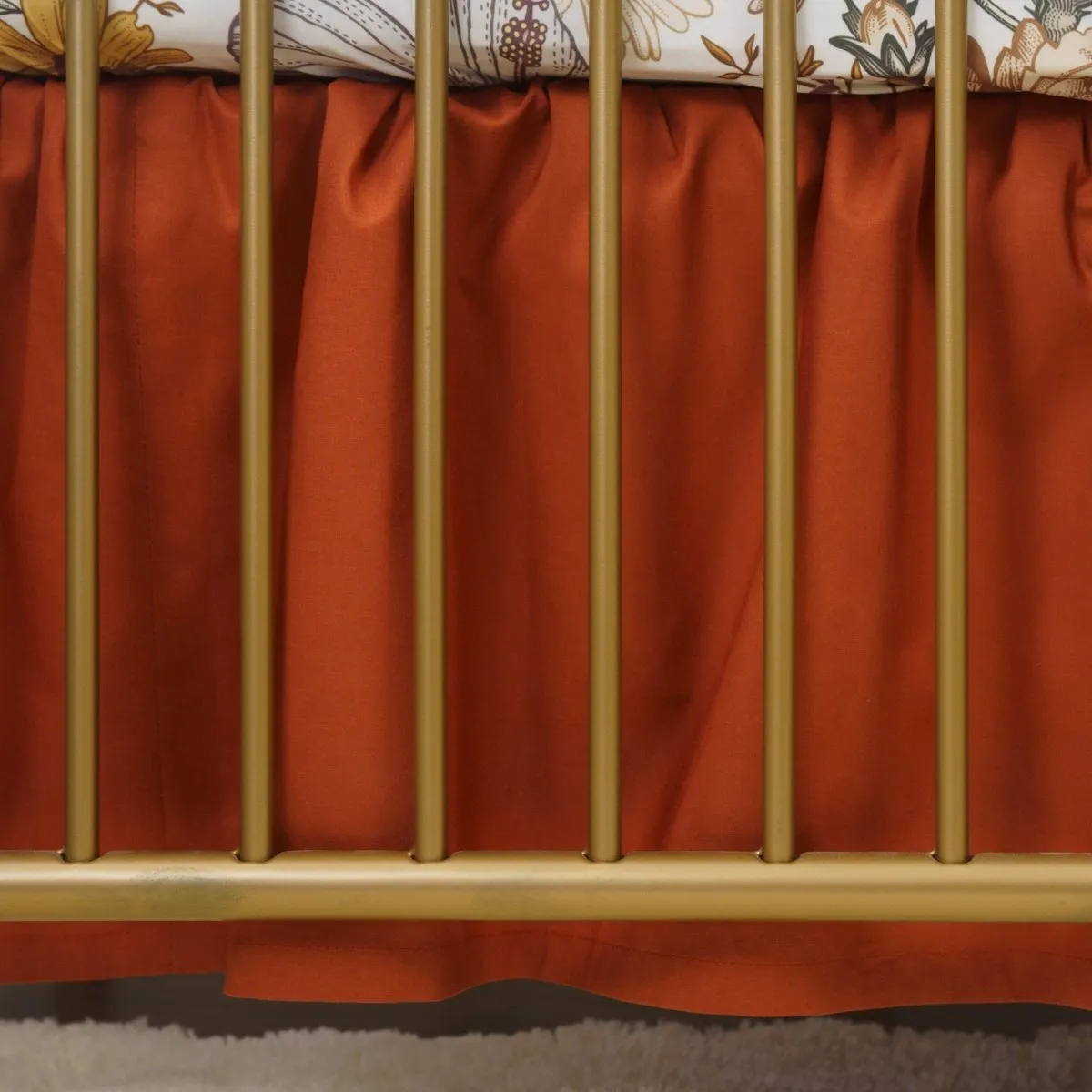 Vintage Earthy Floral Spice Gathered Crib Skirt