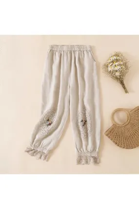 Vintage Embroidered Lace Pants