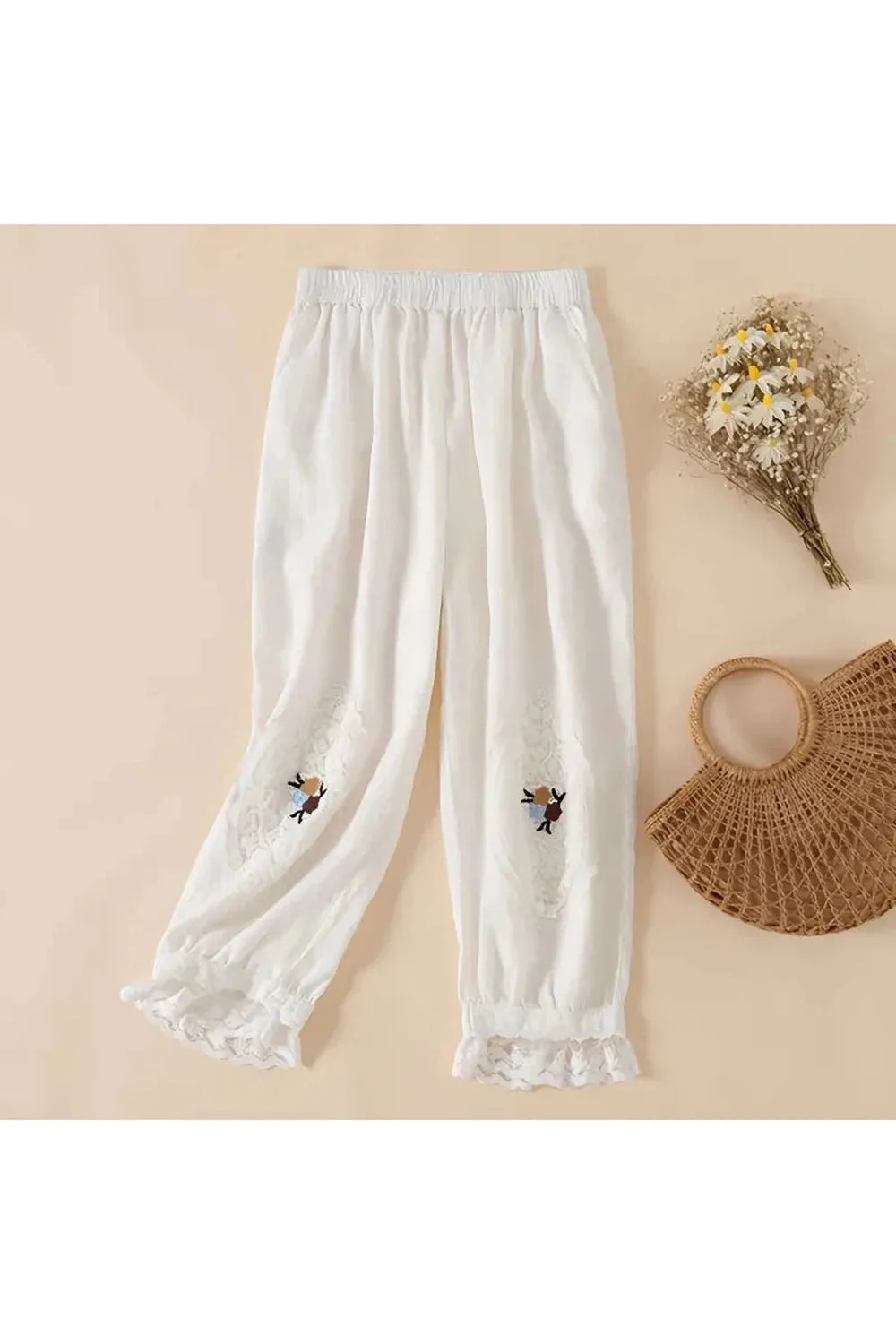 Vintage Embroidered Lace Pants