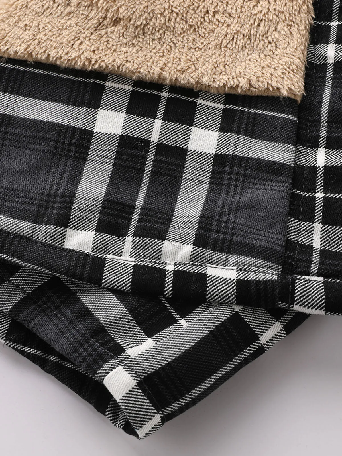 Vintage Plaid Cotton Hooded Flannel Lined Jacket