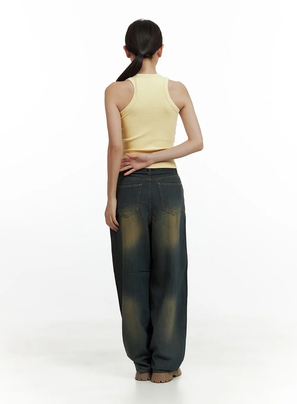 Vintage Washed Denim Baggy Pants CU420