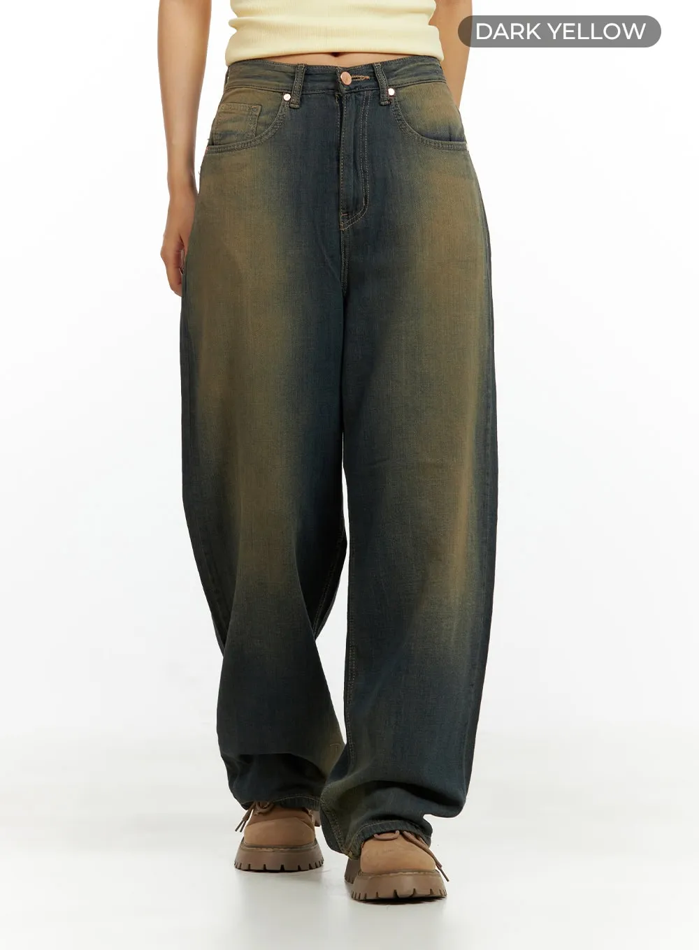 Vintage Washed Denim Baggy Pants CU420