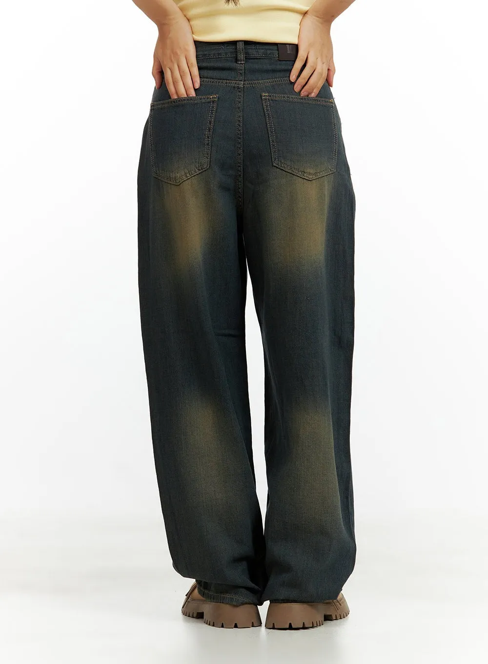 Vintage Washed Denim Baggy Pants CU420