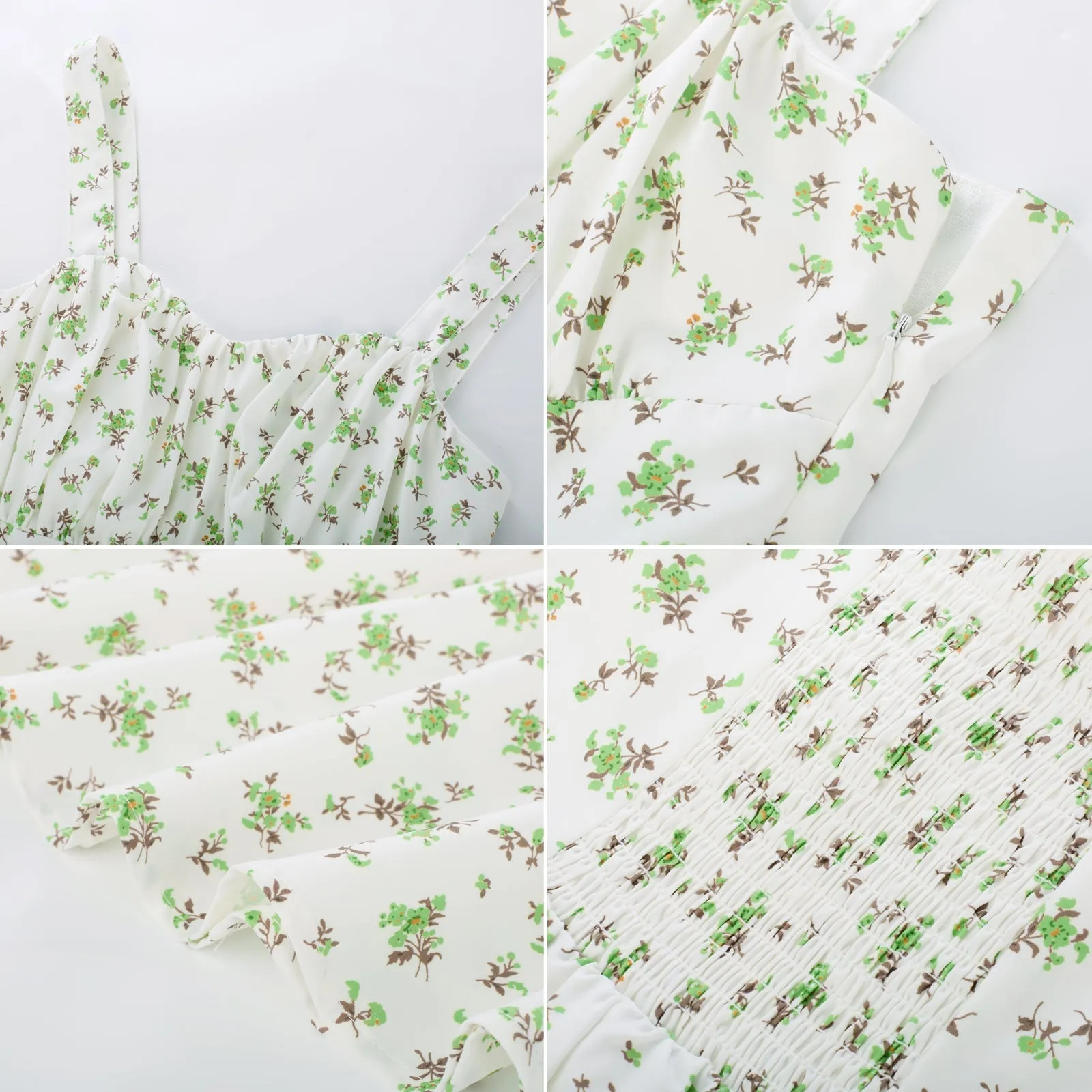 Women's Vintage Sleeveless Floral Ruched Summer Cute A-Line Swing Dress