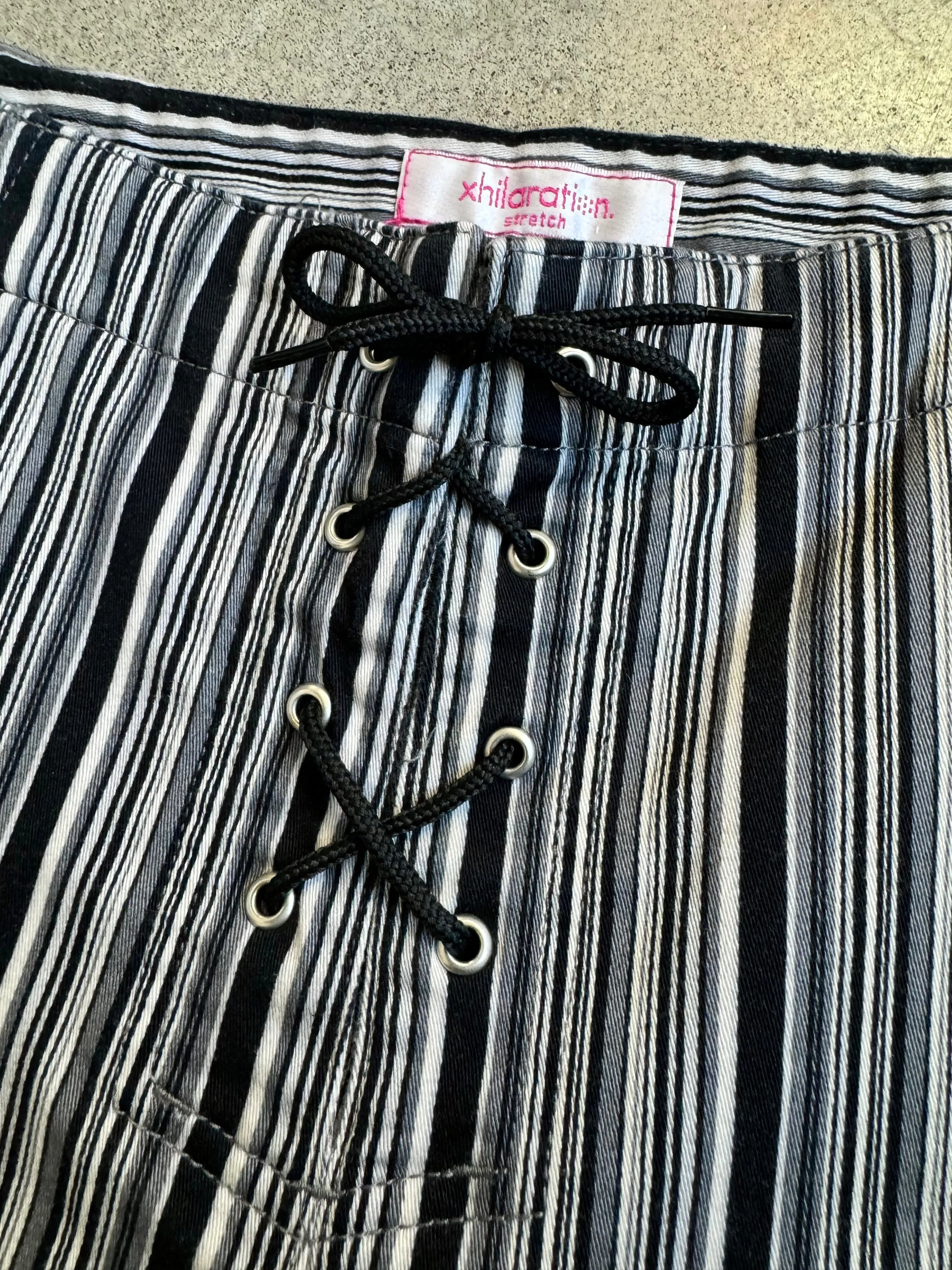 Y2K Black & White Striped Lace Up Pants (L/XL)