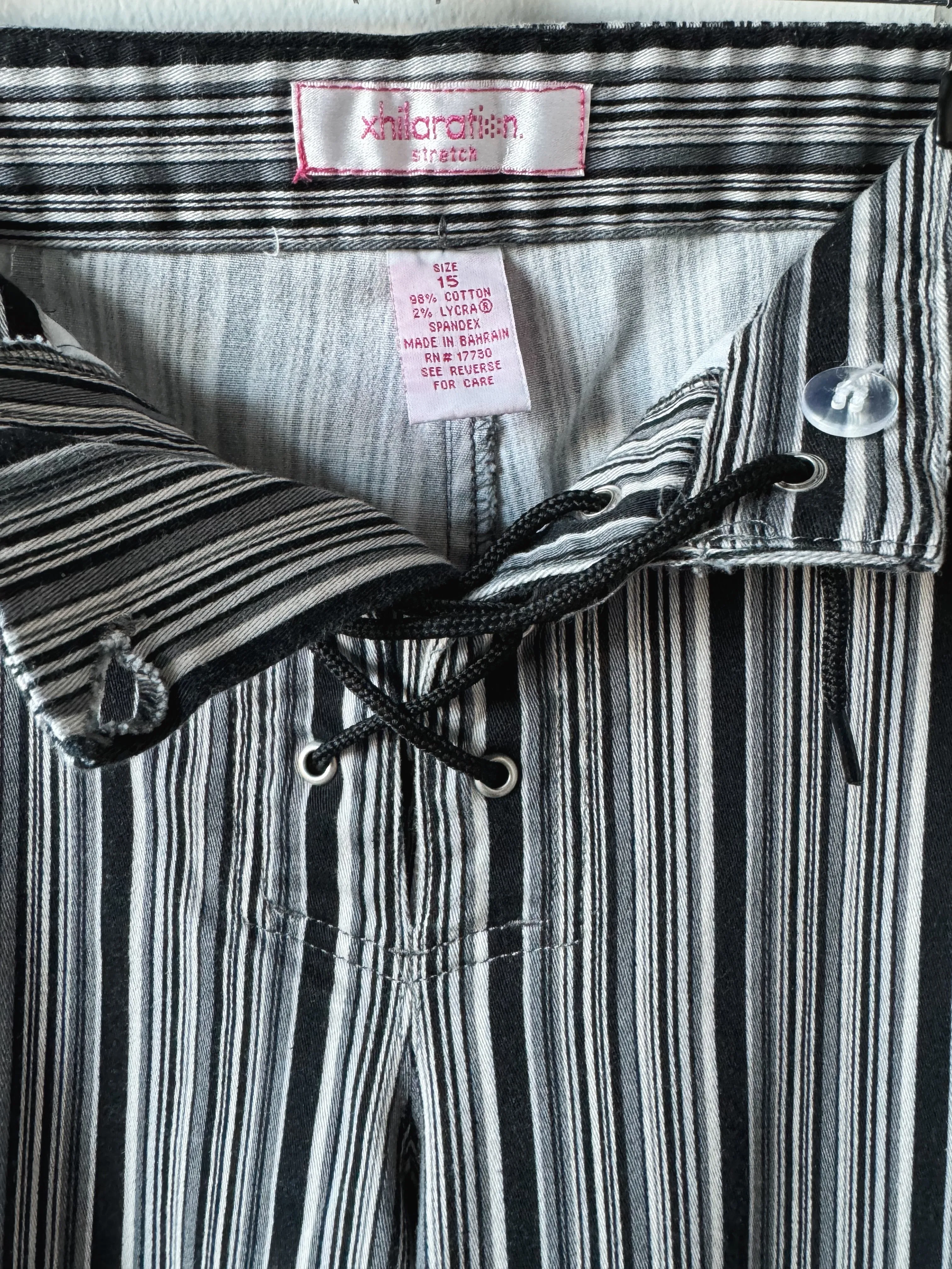 Y2K Black & White Striped Lace Up Pants (L/XL)